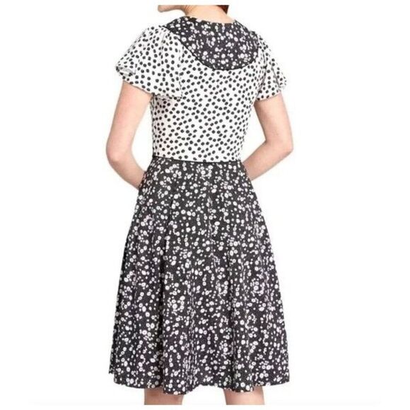NWT! ModCloth Black and White Micro Floral Dress Size 4 - Picture 2 of 9